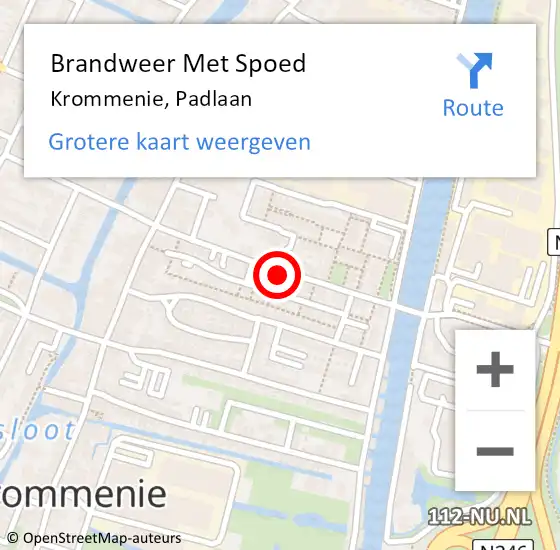 Locatie op kaart van de 112 melding: Brandweer Met Spoed Naar Krommenie, Padlaan op 1 januari 2017 04:39