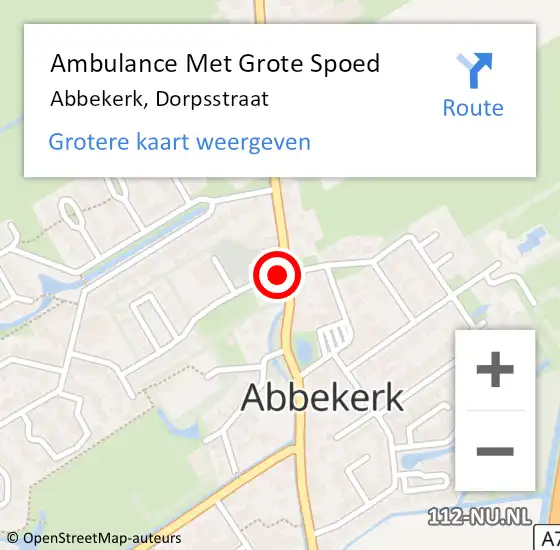 Locatie op kaart van de 112 melding: Ambulance Met Grote Spoed Naar Abbekerk, Dorpsstraat op 1 januari 2017 04:43