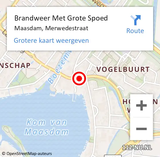 Locatie op kaart van de 112 melding: Brandweer Met Grote Spoed Naar Maasdam, Merwedestraat op 1 januari 2017 05:09