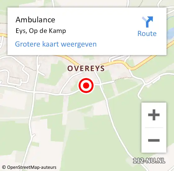 Locatie op kaart van de 112 melding: Ambulance Eys, Op de Kamp op 6 januari 2014 14:12