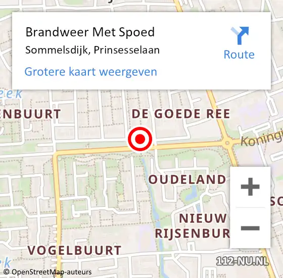 Locatie op kaart van de 112 melding: Brandweer Met Spoed Naar Sommelsdijk, Prinsesselaan op 1 januari 2017 05:39