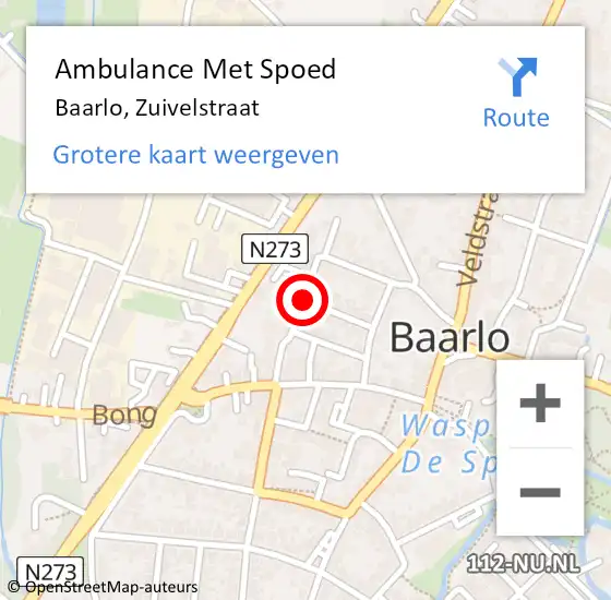 Locatie op kaart van de 112 melding: Ambulance Met Spoed Naar Baarlo, Zuivelstraat op 6 januari 2014 14:14