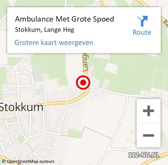 Locatie op kaart van de 112 melding: Ambulance Met Grote Spoed Naar Stokkum, Lange Heg op 6 januari 2014 14:17