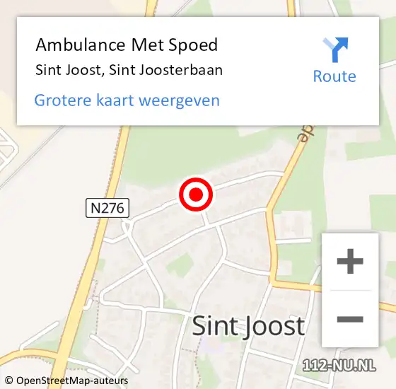 Locatie op kaart van de 112 melding: Ambulance Met Spoed Naar Sint Joost, Sint Joosterbaan op 6 januari 2014 14:17