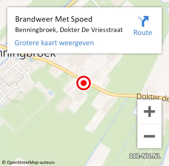 Locatie op kaart van de 112 melding: Brandweer Met Spoed Naar Benningbroek, Dokter De Vriesstraat op 1 januari 2017 07:17