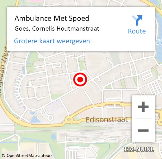 Locatie op kaart van de 112 melding: Ambulance Met Spoed Naar Goes, Cornelis Houtmanstraat op 6 januari 2014 14:18