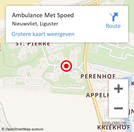 Locatie op kaart van de 112 melding: Ambulance Met Spoed Naar Nieuwvliet, Liguster op 1 januari 2017 07:53