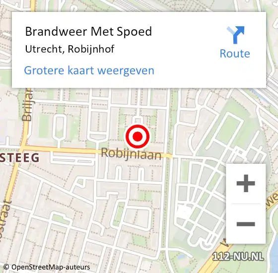 Locatie op kaart van de 112 melding: Brandweer Met Spoed Naar Utrecht, Robijnhof op 1 januari 2017 08:00