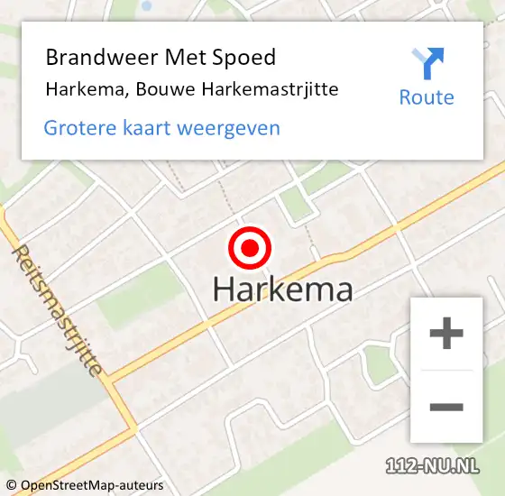 Locatie op kaart van de 112 melding: Brandweer Met Spoed Naar Harkema, Bouwe Harkemastrjitte op 1 januari 2017 08:03