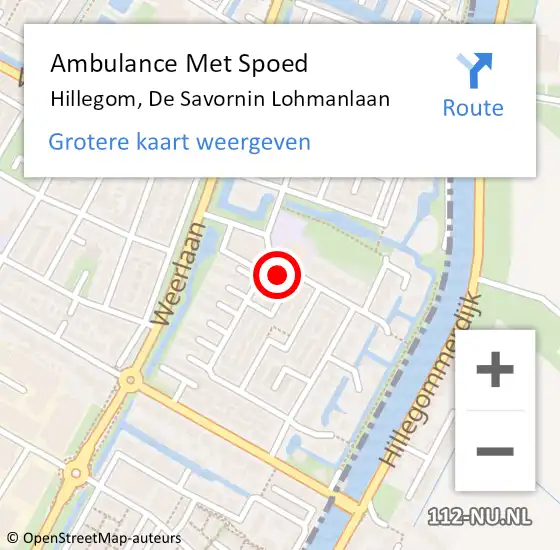 Locatie op kaart van de 112 melding: Ambulance Met Spoed Naar Hillegom, De Savornin Lohmanlaan op 1 januari 2017 09:05