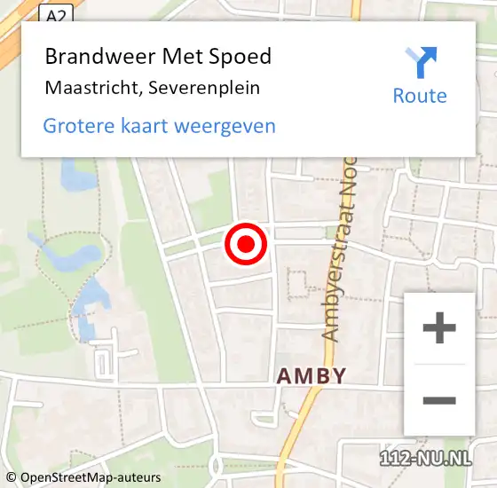 Locatie op kaart van de 112 melding: Brandweer Met Spoed Naar Maastricht, Severenplein op 1 januari 2017 10:06