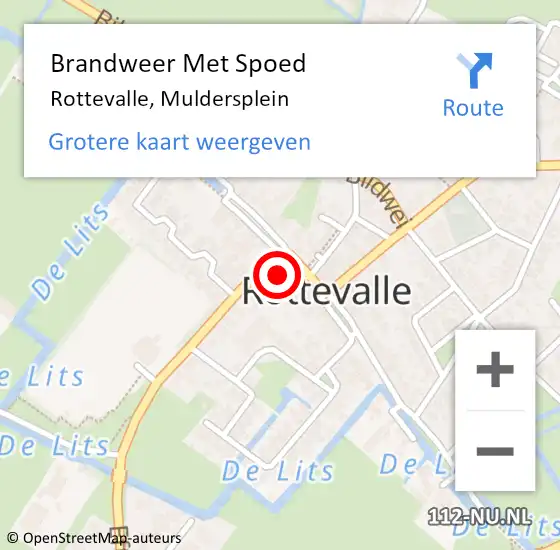 Locatie op kaart van de 112 melding: Brandweer Met Spoed Naar Rottevalle, Muldersplein op 1 januari 2017 11:24