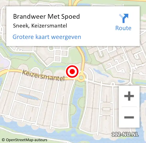 Locatie op kaart van de 112 melding: Brandweer Met Spoed Naar Sneek, Keizersmantel op 1 januari 2017 11:47