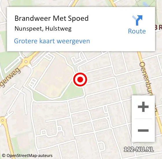 Locatie op kaart van de 112 melding: Brandweer Met Spoed Naar Nunspeet, Hulstweg op 1 januari 2017 11:50