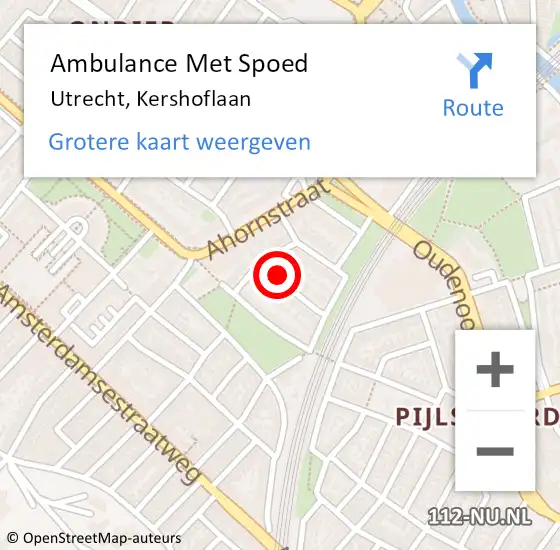 Locatie op kaart van de 112 melding: Ambulance Met Spoed Naar Utrecht, Kershoflaan op 1 januari 2017 11:57