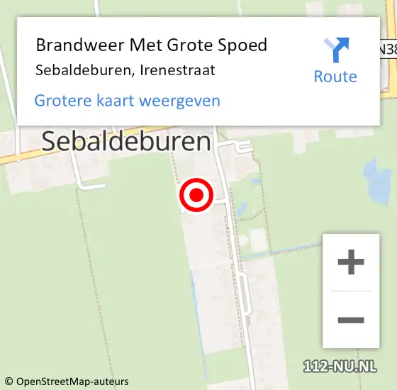 Locatie op kaart van de 112 melding: Brandweer Met Grote Spoed Naar Sebaldeburen, Irenestraat op 1 januari 2017 12:13