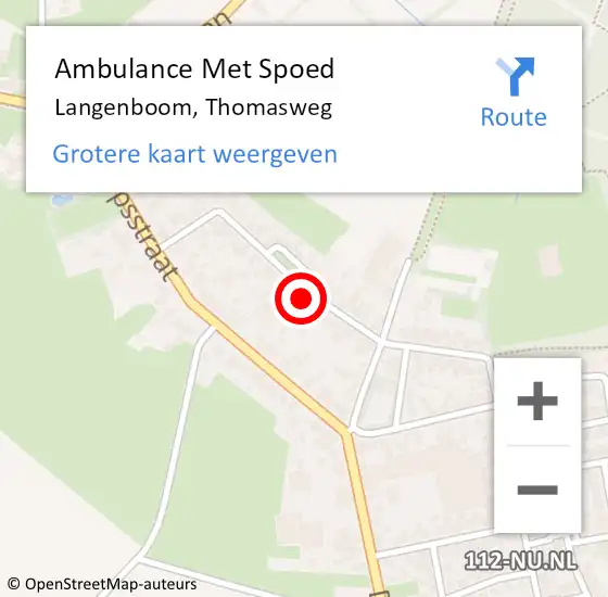 Locatie op kaart van de 112 melding: Ambulance Met Spoed Naar Langenboom, Thomasweg op 1 januari 2017 13:07