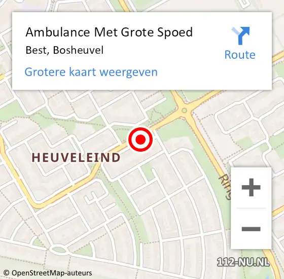 Locatie op kaart van de 112 melding: Ambulance Met Grote Spoed Naar Best, Bosheuvel op 1 januari 2017 13:25