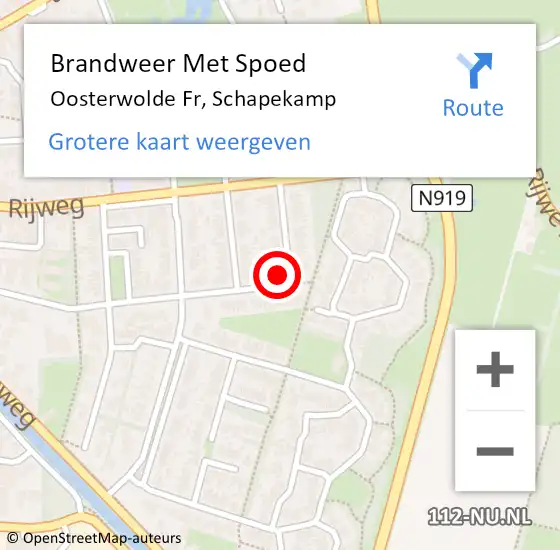 Locatie op kaart van de 112 melding: Brandweer Met Spoed Naar Oosterwolde Fr, Schapekamp op 1 januari 2017 13:41