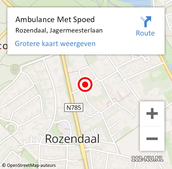 Locatie op kaart van de 112 melding: Ambulance Met Spoed Naar Rozendaal, Jagermeesterlaan op 1 januari 2017 13:42