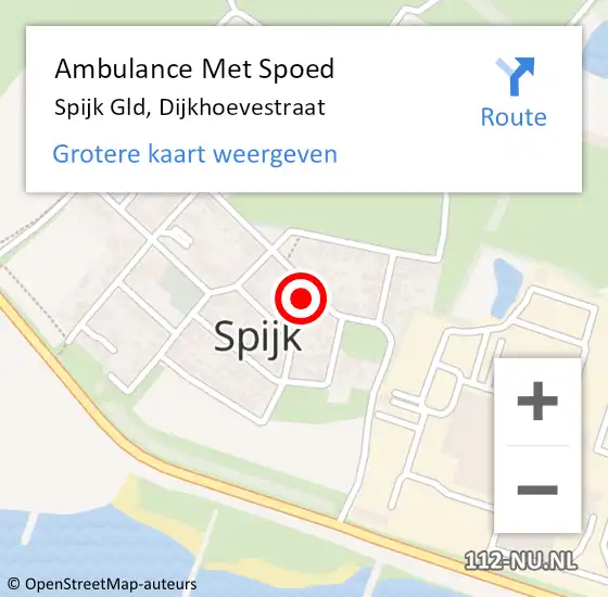 Locatie op kaart van de 112 melding: Ambulance Met Spoed Naar Spijk Gld, Dijkhoevestraat op 1 januari 2017 13:44