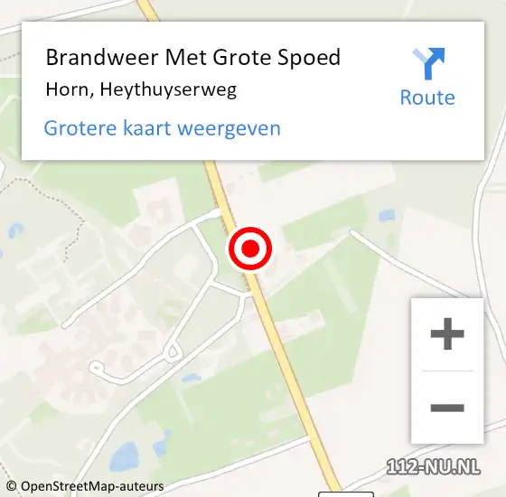 Locatie op kaart van de 112 melding: Brandweer Met Grote Spoed Naar Horn, Heythuyserweg op 1 januari 2017 13:44