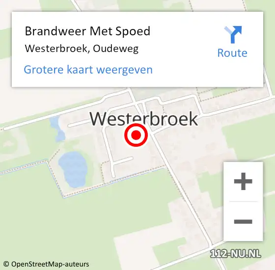 Locatie op kaart van de 112 melding: Brandweer Met Spoed Naar Westerbroek, Oudeweg op 1 januari 2017 13:56