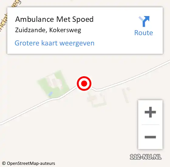 Locatie op kaart van de 112 melding: Ambulance Met Spoed Naar Zuidzande, Kokersweg op 1 januari 2017 14:26