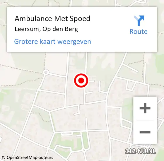 Locatie op kaart van de 112 melding: Ambulance Met Spoed Naar Leersum, Op den Berg op 1 januari 2017 15:10