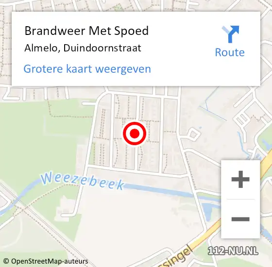 Locatie op kaart van de 112 melding: Brandweer Met Spoed Naar Almelo, Duindoornstraat op 1 januari 2017 16:06