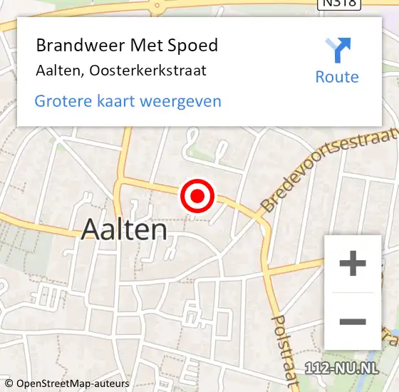 Locatie op kaart van de 112 melding: Brandweer Met Spoed Naar Aalten, Oosterkerkstraat op 1 januari 2017 16:51