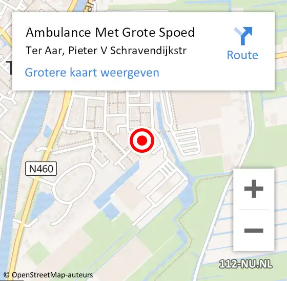 Locatie op kaart van de 112 melding: Ambulance Met Grote Spoed Naar Ter Aar, Pieter V Schravendijkstr op 1 januari 2017 17:36