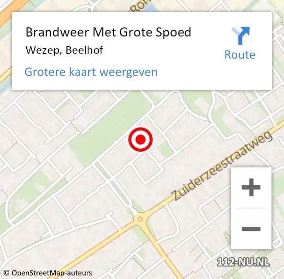 Locatie op kaart van de 112 melding: Brandweer Met Grote Spoed Naar Wezep, Beelhof op 1 januari 2017 17:47