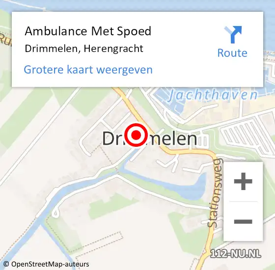 Locatie op kaart van de 112 melding: Ambulance Met Spoed Naar Drimmelen, Herengracht op 1 januari 2017 17:50