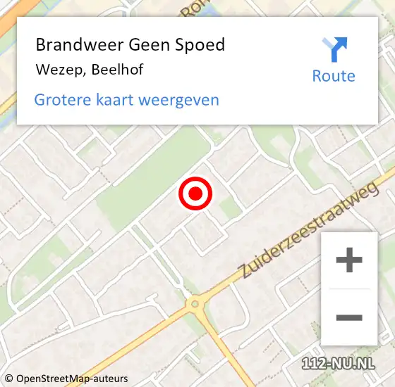 Locatie op kaart van de 112 melding: Brandweer Geen Spoed Naar Wezep, Beelhof op 1 januari 2017 17:50