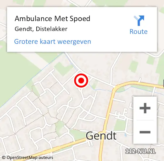 Locatie op kaart van de 112 melding: Ambulance Met Spoed Naar Gendt, Distelakker op 1 januari 2017 18:25