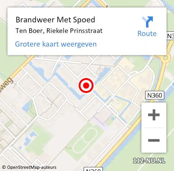 Locatie op kaart van de 112 melding: Brandweer Met Spoed Naar Ten Boer, Riekele Prinsstraat op 1 januari 2017 19:34