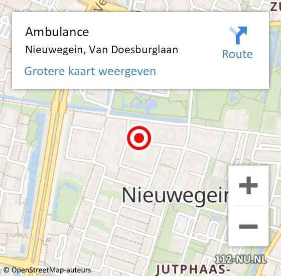 Locatie op kaart van de 112 melding: Ambulance Nieuwegein, Van Doesburglaan op 1 januari 2017 19:48