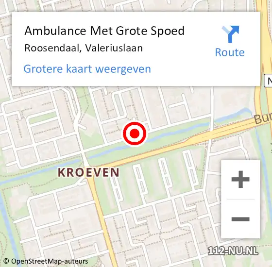 Locatie op kaart van de 112 melding: Ambulance Met Grote Spoed Naar Roosendaal, Valeriuslaan op 1 januari 2017 20:11