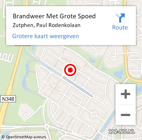 Locatie op kaart van de 112 melding: Brandweer Met Grote Spoed Naar Zutphen, Paul Rodenkolaan op 1 januari 2017 20:43