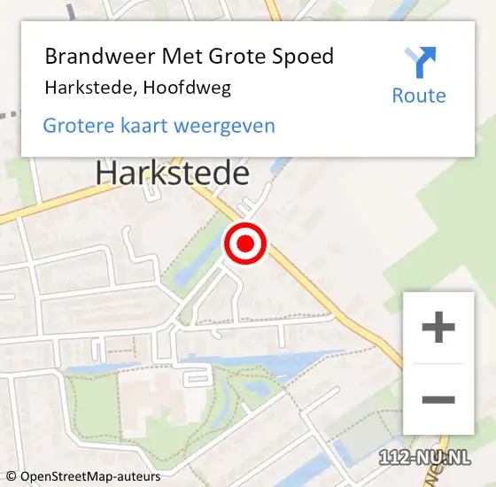 Locatie op kaart van de 112 melding: Brandweer Met Grote Spoed Naar Harkstede, Hoofdweg op 1 januari 2017 21:27