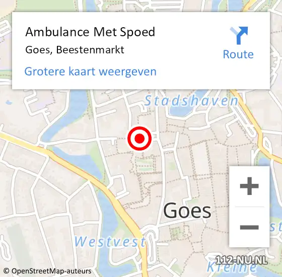 Locatie op kaart van de 112 melding: Ambulance Met Spoed Naar Goes, Beestenmarkt op 1 januari 2017 21:39