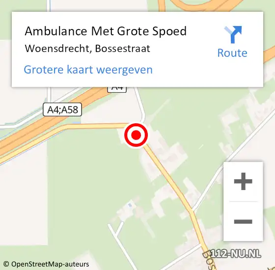 Locatie op kaart van de 112 melding: Ambulance Met Grote Spoed Naar Woensdrecht, Bossestraat op 1 januari 2017 22:31