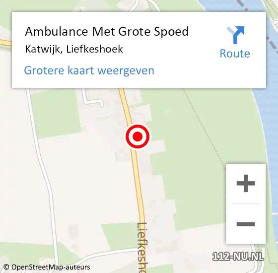 Locatie op kaart van de 112 melding: Ambulance Met Grote Spoed Naar Katwijk, Liefkeshoek op 1 januari 2017 22:42