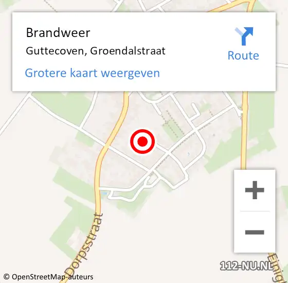 Locatie op kaart van de 112 melding: Brandweer Guttecoven, Groendalstraat op 1 januari 2017 22:53