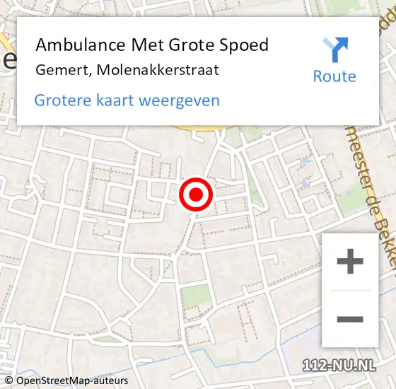 Locatie op kaart van de 112 melding: Ambulance Met Grote Spoed Naar Gemert, Molenakkerstraat op 1 januari 2017 23:02