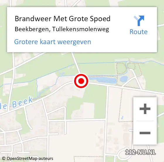 Locatie op kaart van de 112 melding: Brandweer Met Grote Spoed Naar Beekbergen, Tullekensmolenweg op 1 januari 2017 23:34