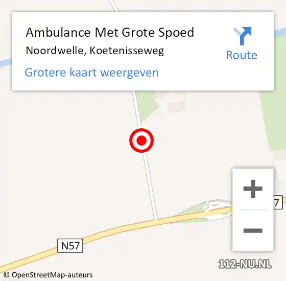 Locatie op kaart van de 112 melding: Ambulance Met Grote Spoed Naar Noordwelle, Koetenisseweg op 2 januari 2017 02:43