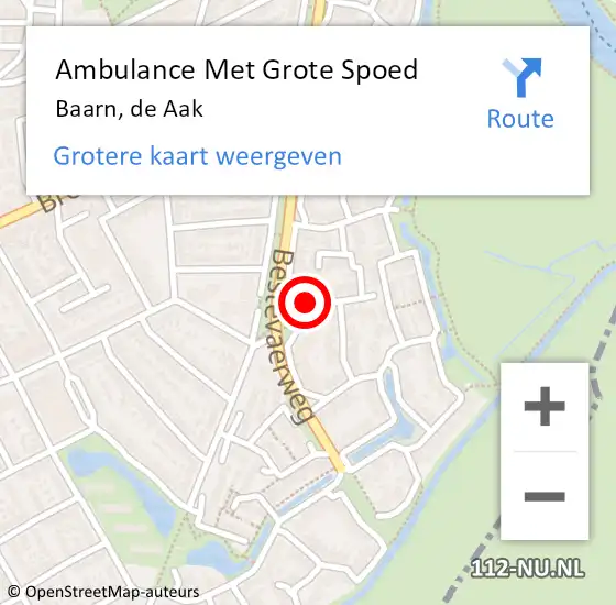 Locatie op kaart van de 112 melding: Ambulance Met Grote Spoed Naar Baarn, de Aak op 2 januari 2017 03:37