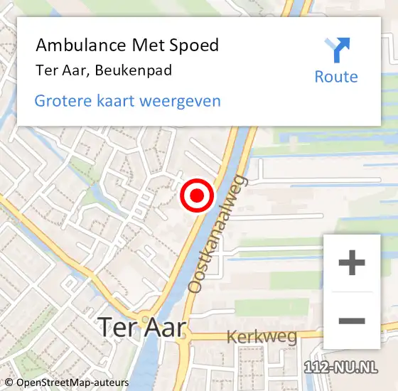 Locatie op kaart van de 112 melding: Ambulance Met Spoed Naar Ter Aar, Beukenpad op 2 januari 2017 03:39